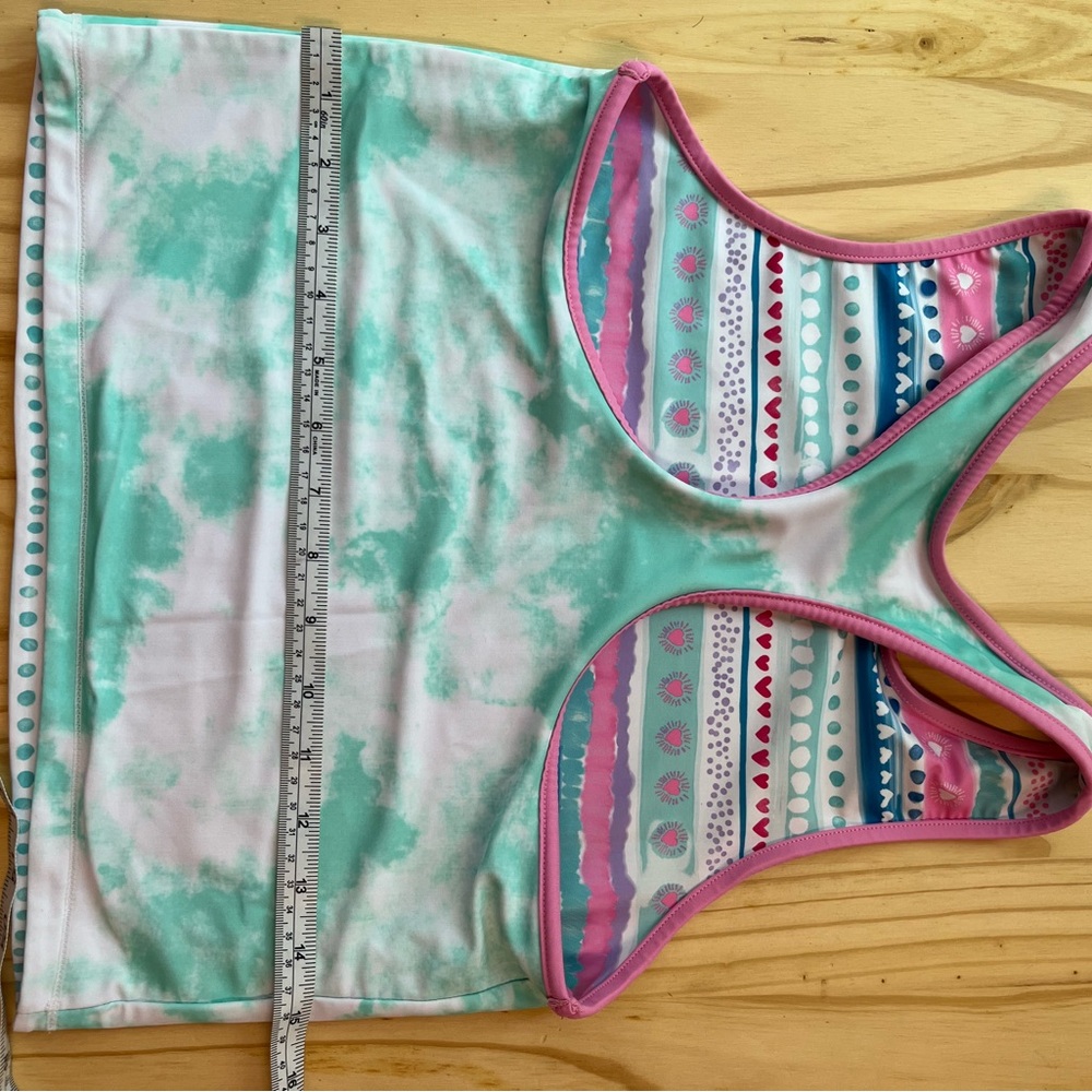 Eddie Bauer Pink & Teal Reversible Bathing Suit Tank and Shorts Size L(14/16) - Picture 13 of 13